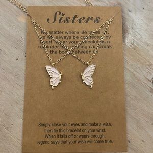 Sisters necklace set comes on cute card with sister quote